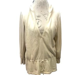 Faded Glory Beige V-Neck Pullover Hoodie Size XL (16/18)